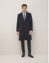 Navy woollen cloth double breasted coat - Man | Roberto Verino