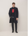 Navy woollen cloth double breasted coat - Man | Roberto Verino