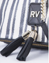 Bolso Clutch Martina Bahía piel a rayas blanco y negro