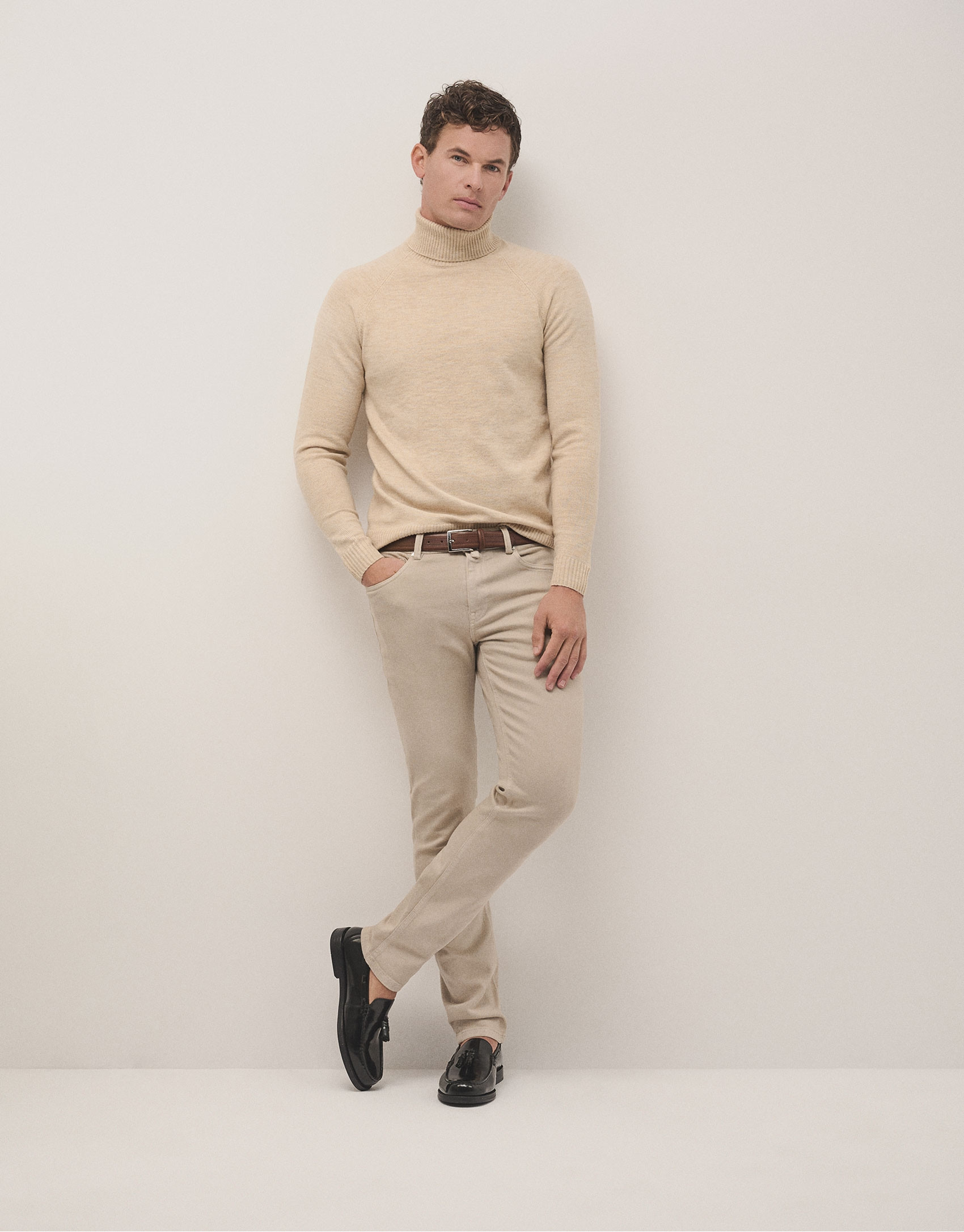 Jersey cuello cisne arena melange - Hombre | Roberto Verino