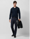 Navy blue wool sweater with V-neck - Mid Season | Roberto Verino
