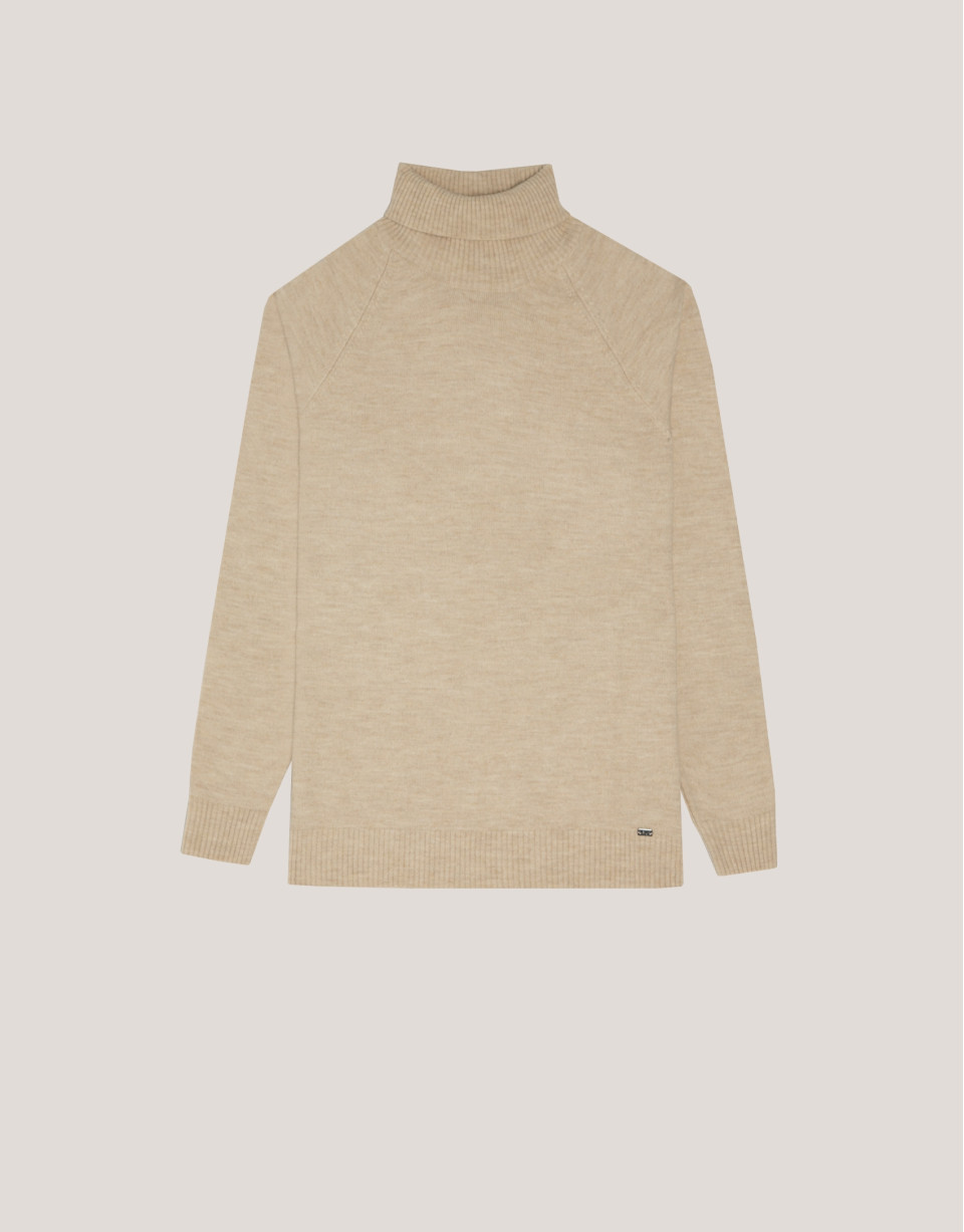 Jersey cuello cisne arena melange - Hombre | Roberto Verino