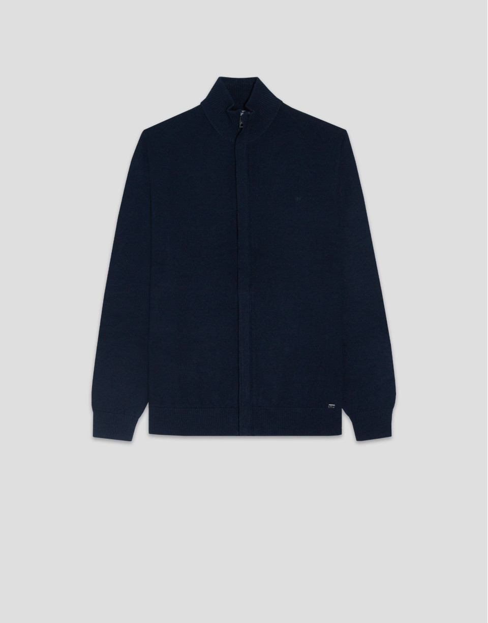 Plain navy blue zipped jacket - Man - SS2025 | Roberto Verino