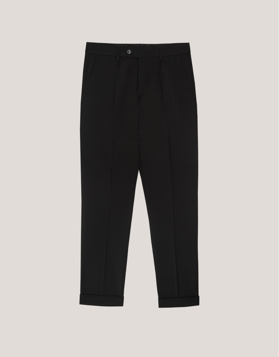 Black dress trousers with turn-up hem