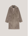 Long camel alpaca fur and wool coat