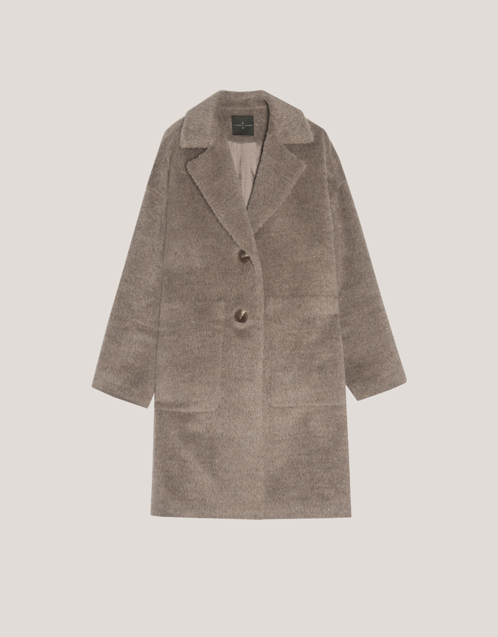 Long camel alpaca fur and wool coat