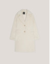 Long ecru alpaca fur and wool coat