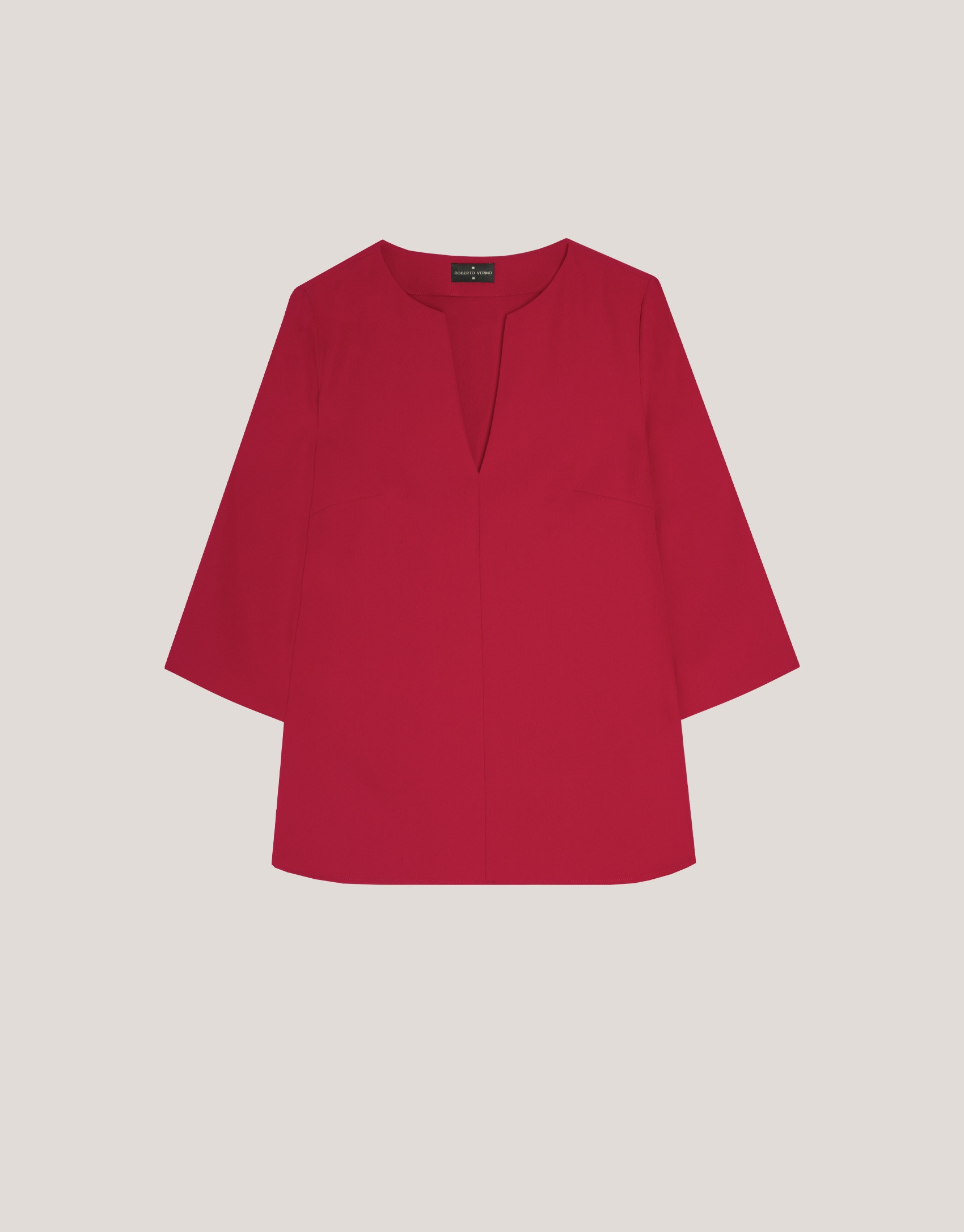 Raspberry crepe oversize blouse with side slits