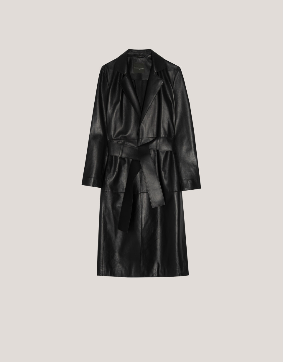 Long black napa raincoat