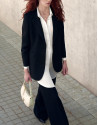 Blazer un botón fantasía relieve negro