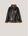 Chaqueta piel doble faz marrón oscuro
