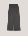 Grey tailored herringbone and discontinuous pinstriped pants with rolled-up hem
