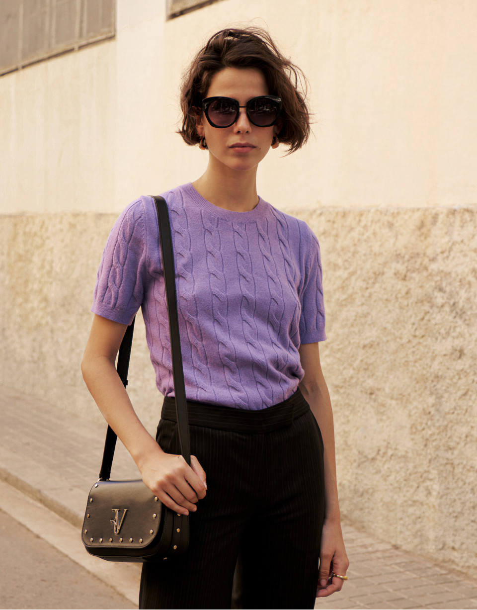 Black leather Mini Mafalda shoulder bag