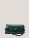 Green alligator embossed Miranda baguette bag