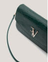 Green alligator embossed Miranda baguette bag