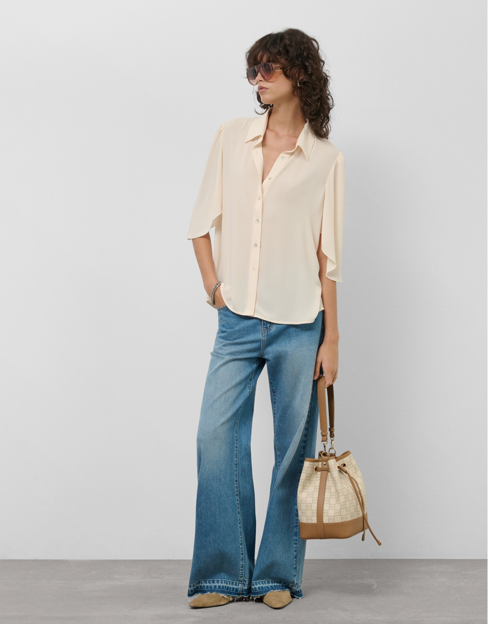 Light blue denim wide pants