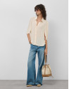 Light blue denim wide pants