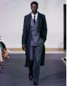 Navy woollen cloth double breasted coat