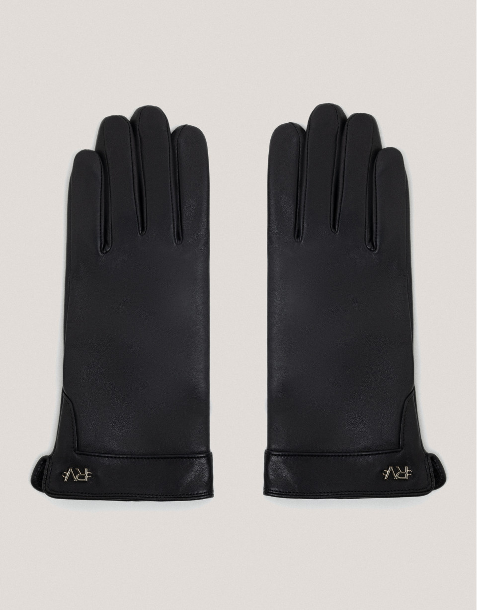 Black leather gloves - Woman - AW2024 | Roberto Verino