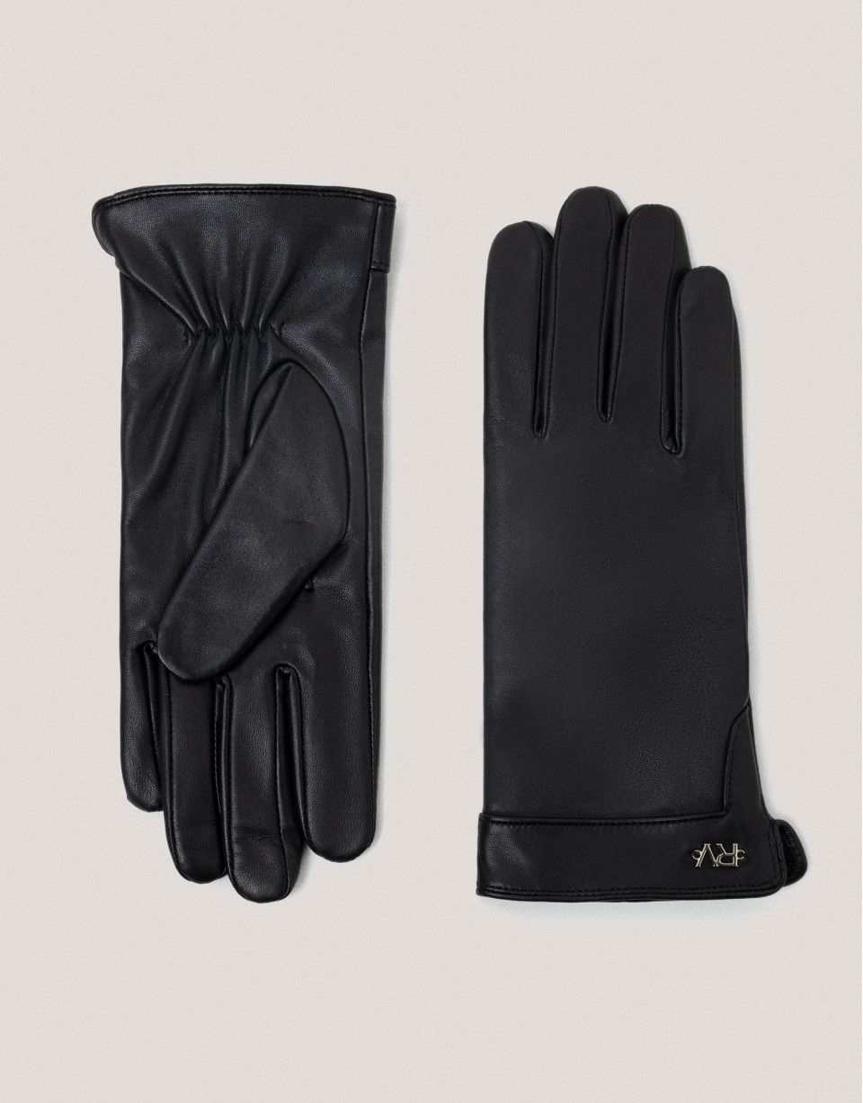 Black leather gloves - Woman - AW2024 | Roberto Verino