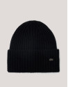 Black ribbed alpaca and cashmere cap - Woman | Roberto Verino