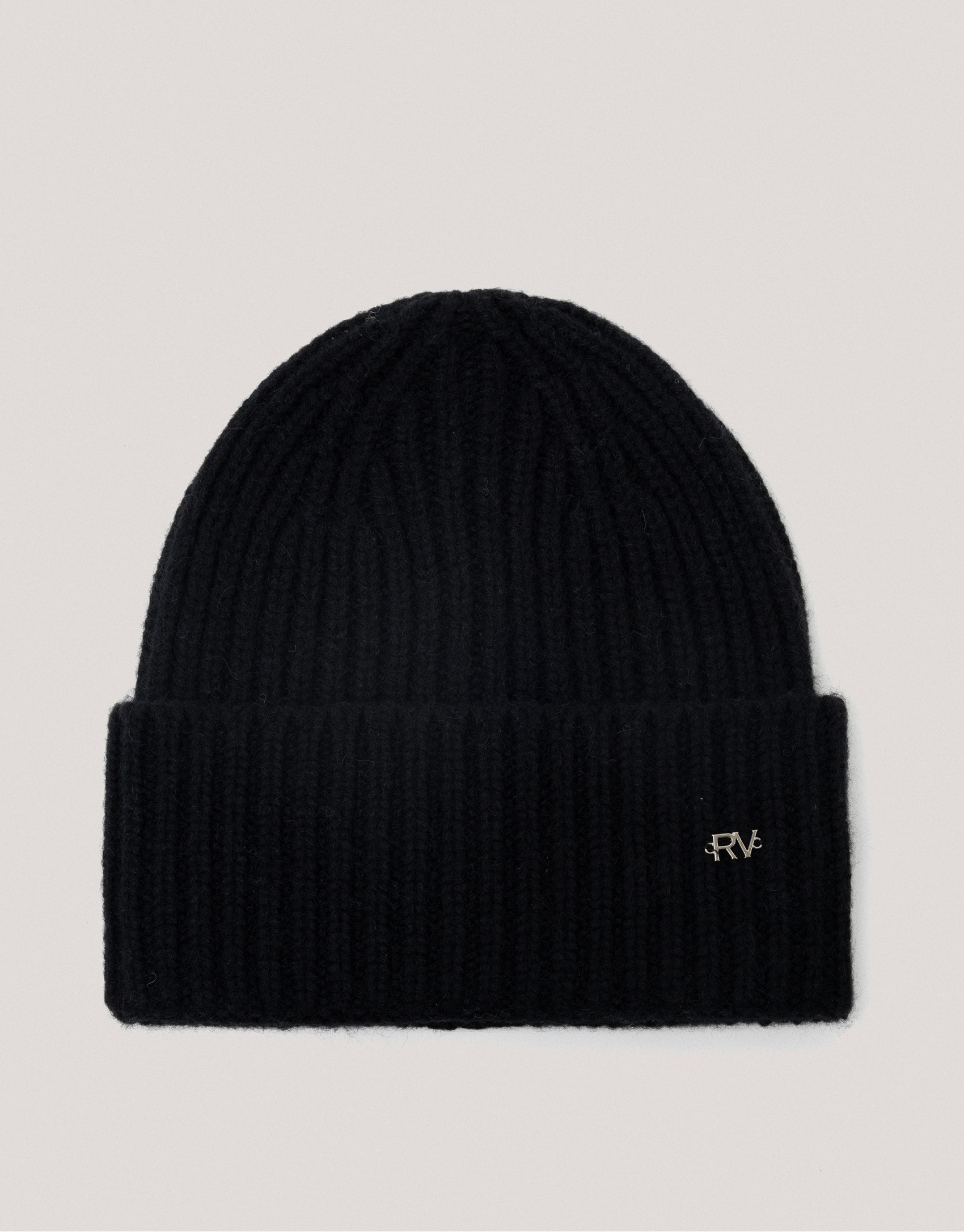 Black ribbed alpaca and cashmere cap - Woman | Roberto Verino