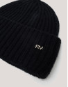 Black ribbed alpaca and cashmere cap - Woman | Roberto Verino