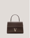 Brown leather midi Mía handbag
