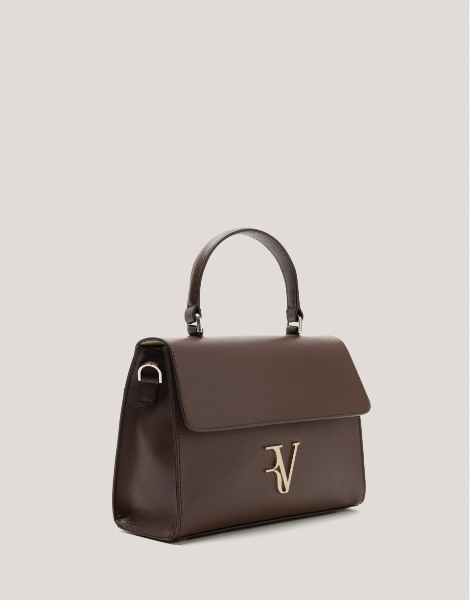 Brown leather midi Mía handbag