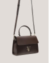 Brown leather midi Mía handbag