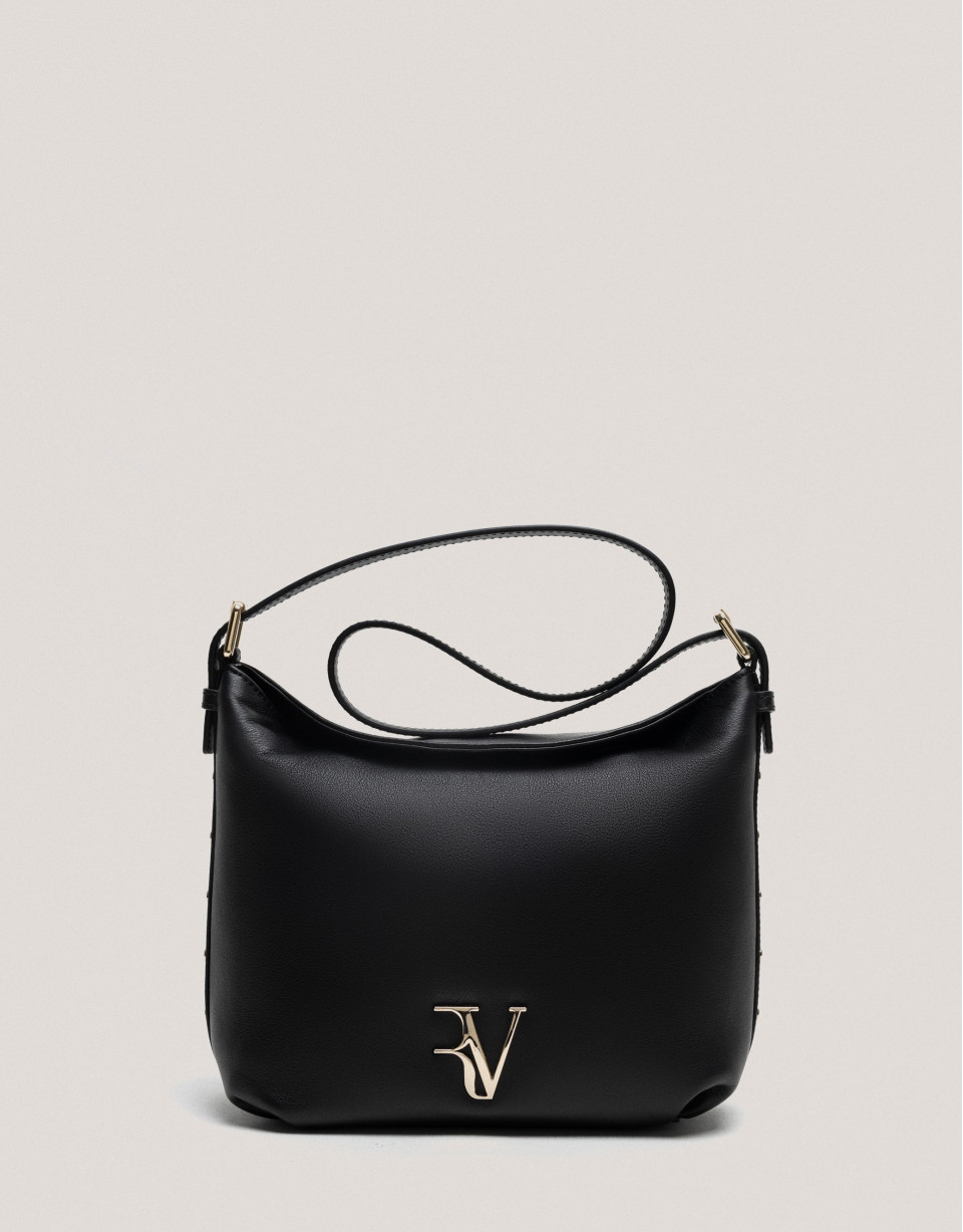 Bolso de hombro Mini Hobo Mafalda piel negro