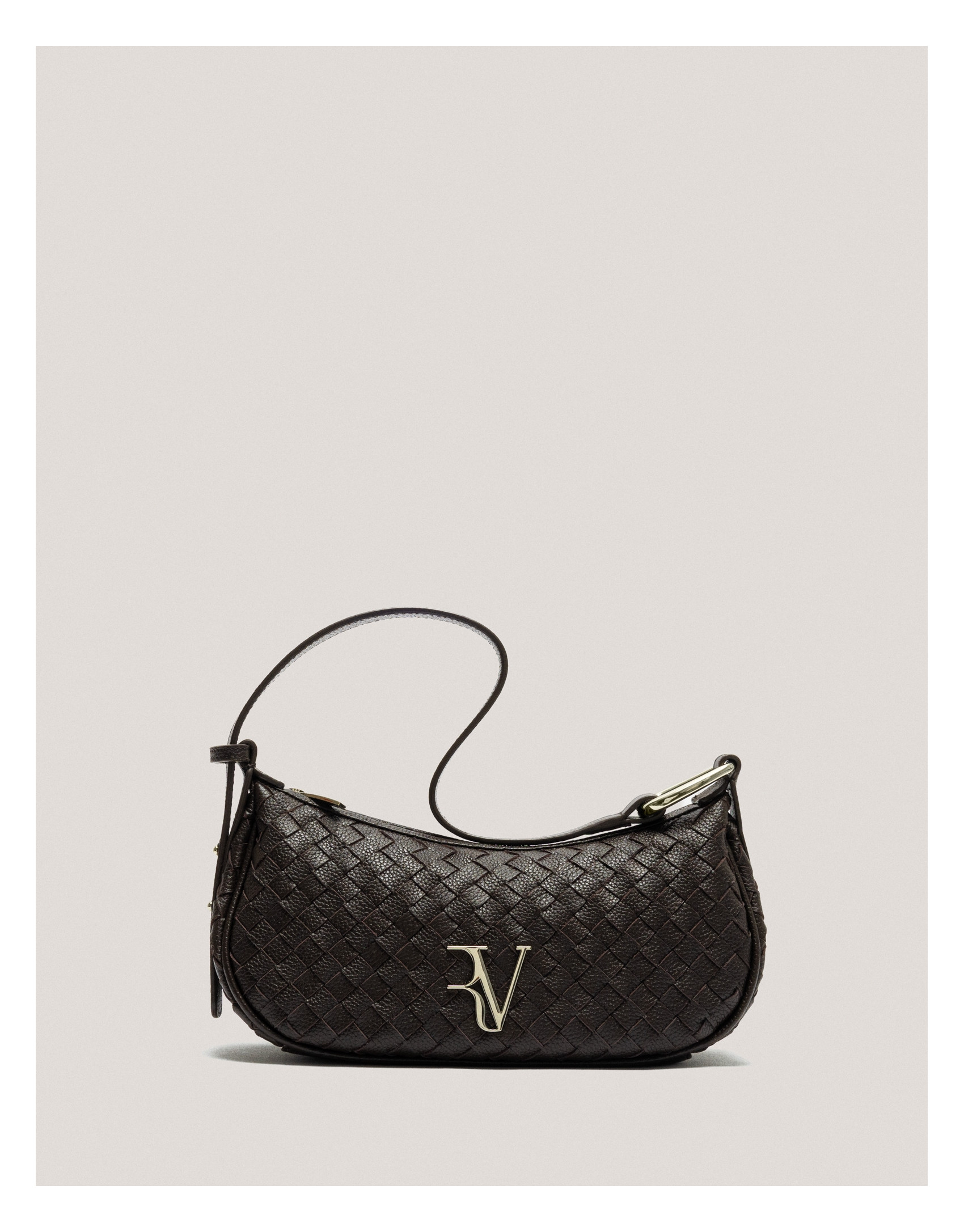 Bolso de hombro Erea Moon piel trenzada marrón