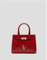 Satchel Mini Millie red alligator embossed leather