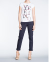 Navy blue straight cotton pants with 5 pockets 