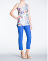 Floral print long asymmetric top 