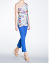 Floral print long asymmetric top 