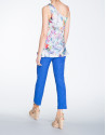Floral print long asymmetric top 