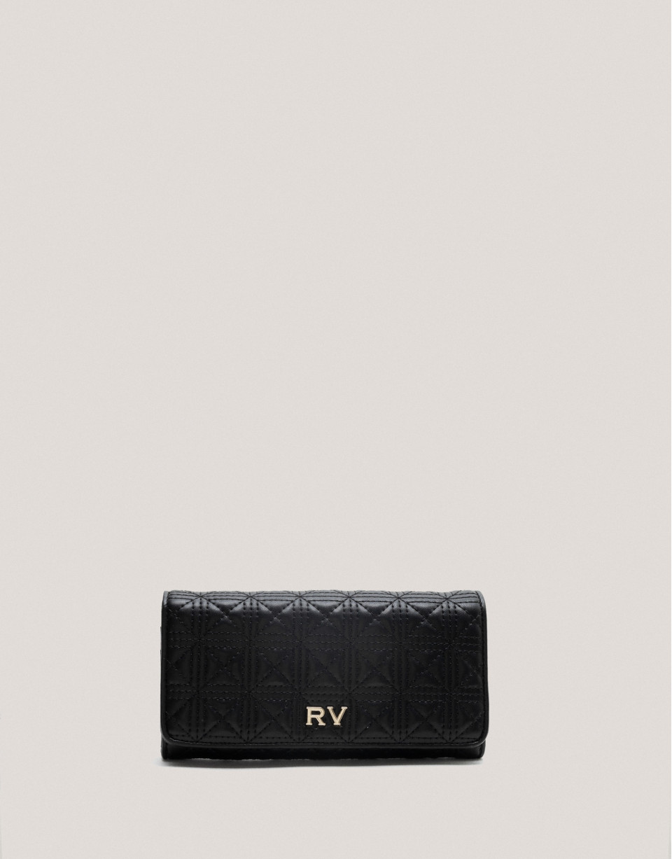 Large black quilted leather Linda wallet - Sale | Roberto Verino