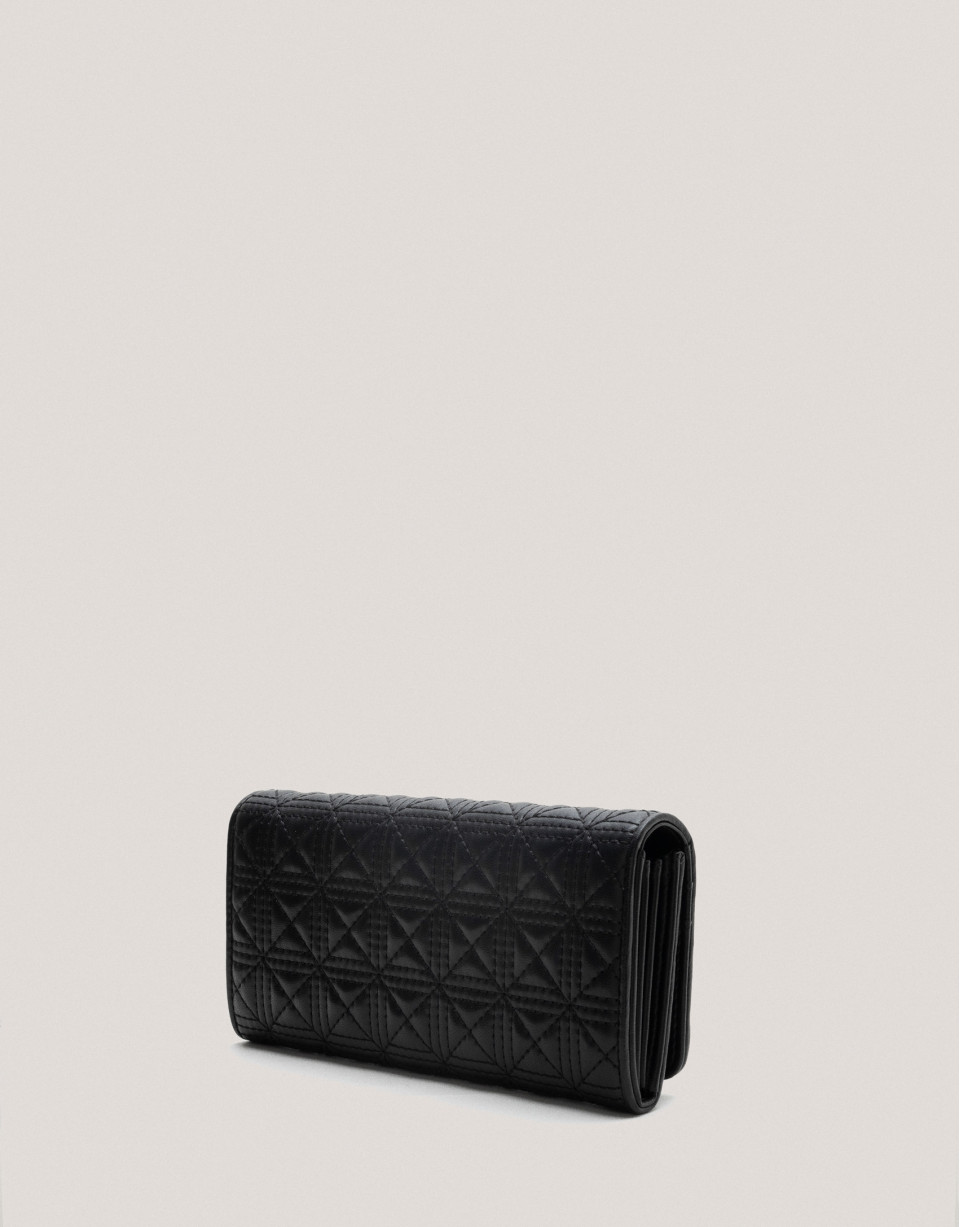 Large black quilted leather Linda wallet - Sale | Roberto Verino