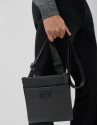 Black leather flat Mim shoulder bag