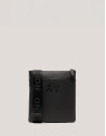 Black leather flat Mim shoulder bag
