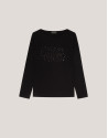 Black cotton top with long sleeves and ... | Roberto Verino