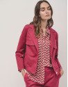 Short raspberry satin cottoned jacket - Woman | Roberto Verino