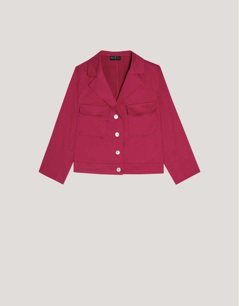 Short raspberry satin cottoned jacket - Woman | Roberto Verino