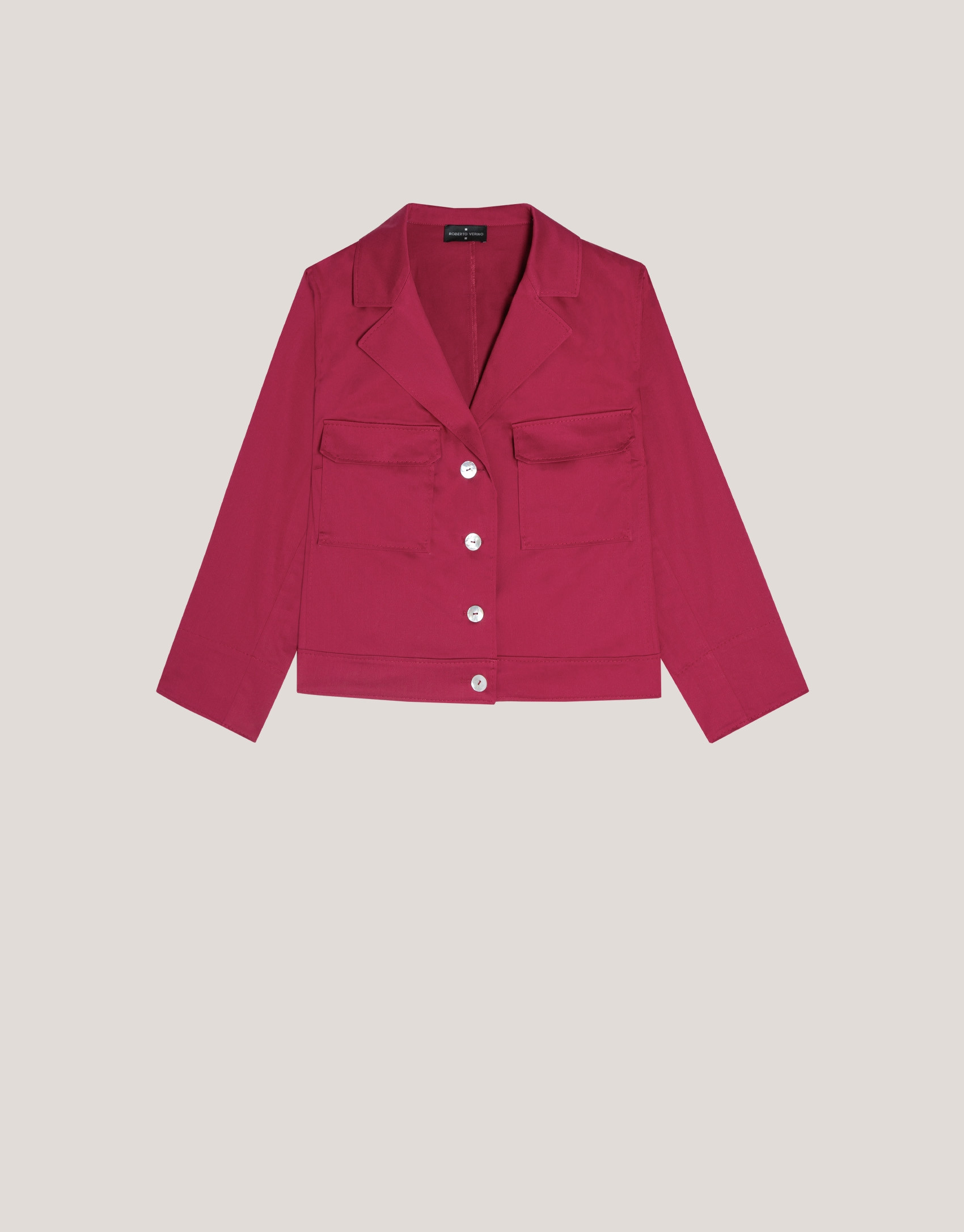 Short raspberry satin cottoned jacket - Woman | Roberto Verino