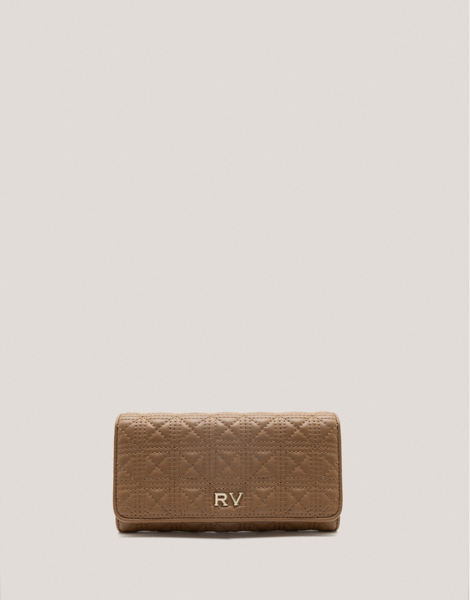 Large camel quilted leather Linda wallet - Sale | Roberto Verino