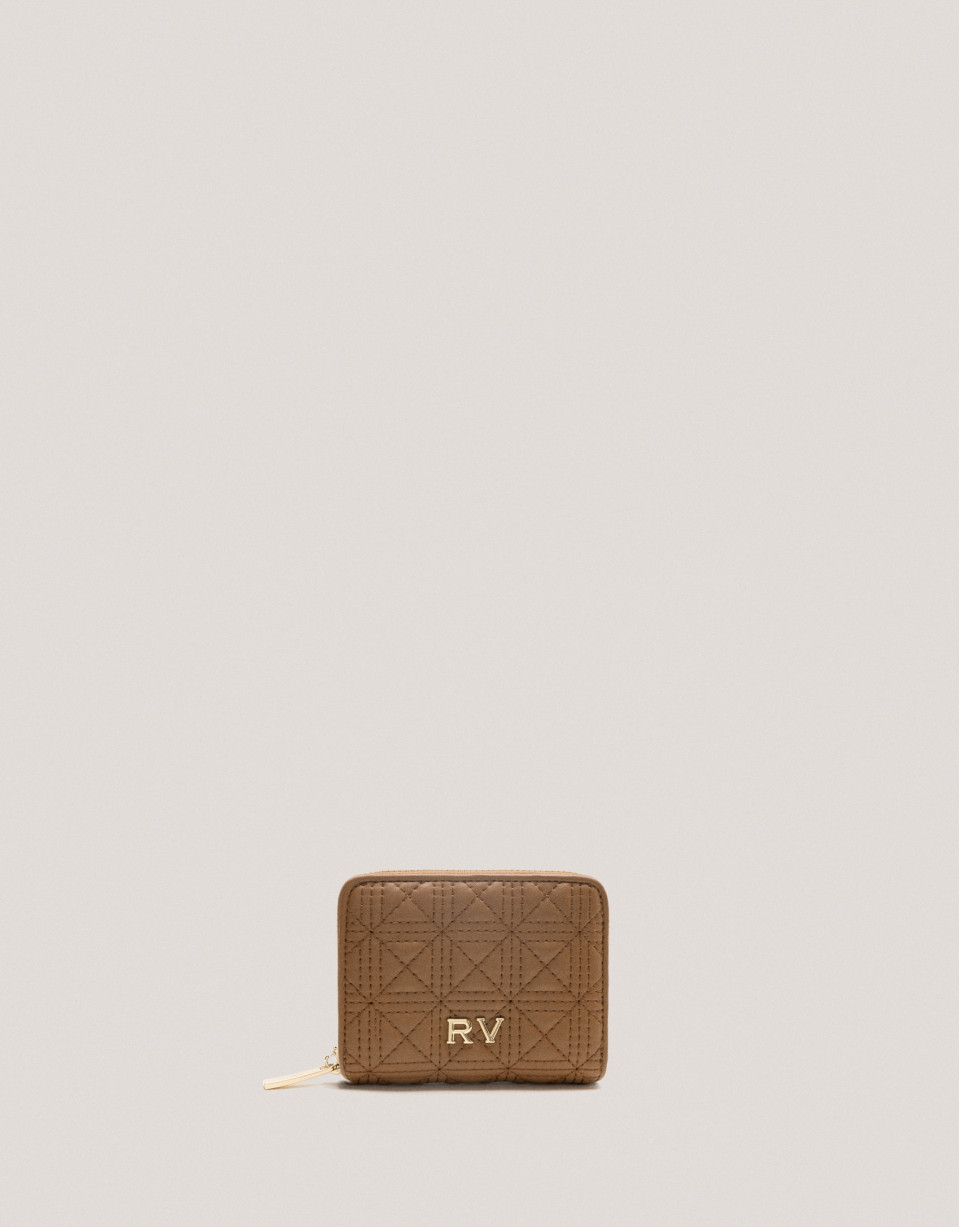Cartera monedero Linda piel acolchada cámel | Roberto Verino