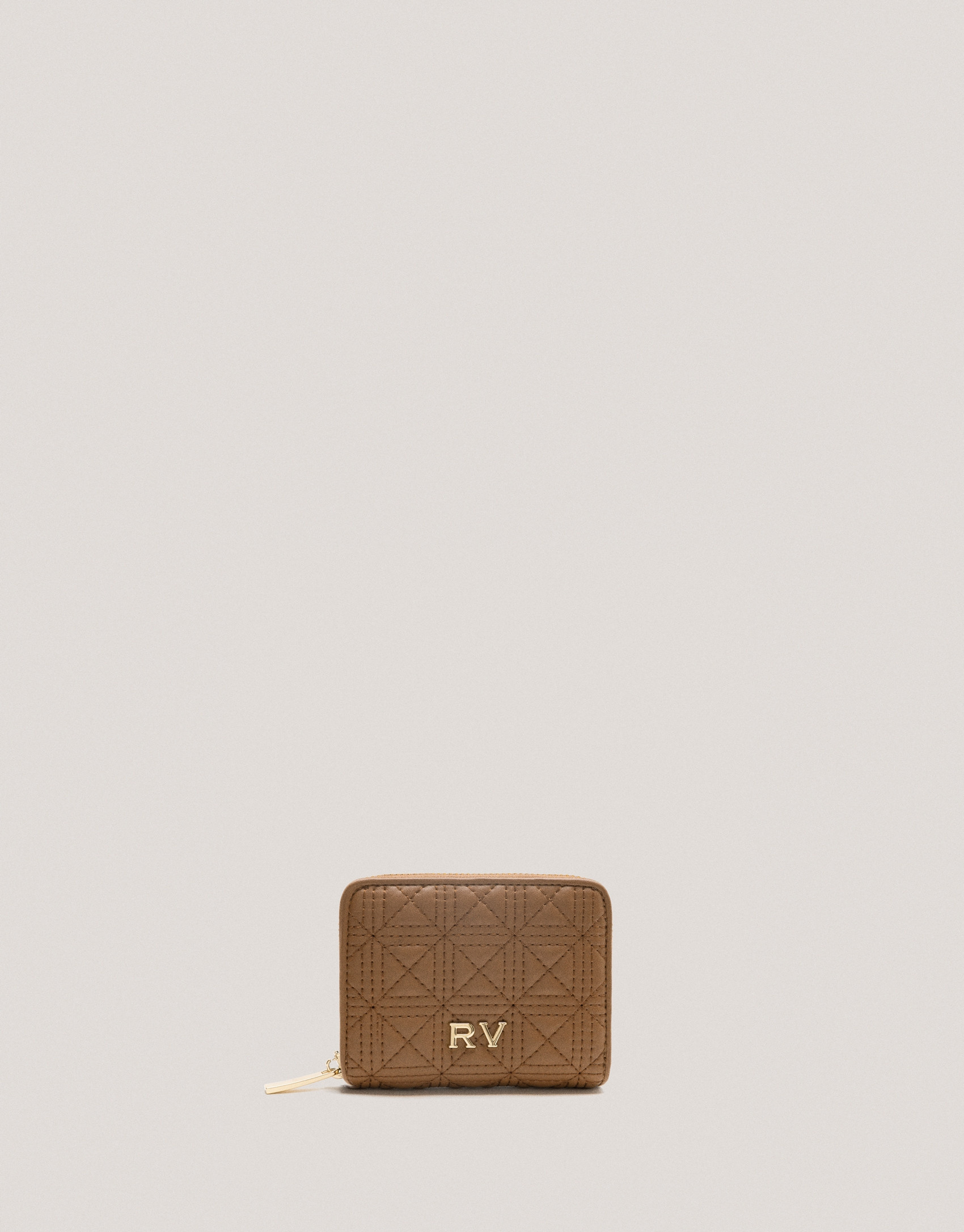 Cartera monedero Linda piel acolchada cámel | Roberto Verino