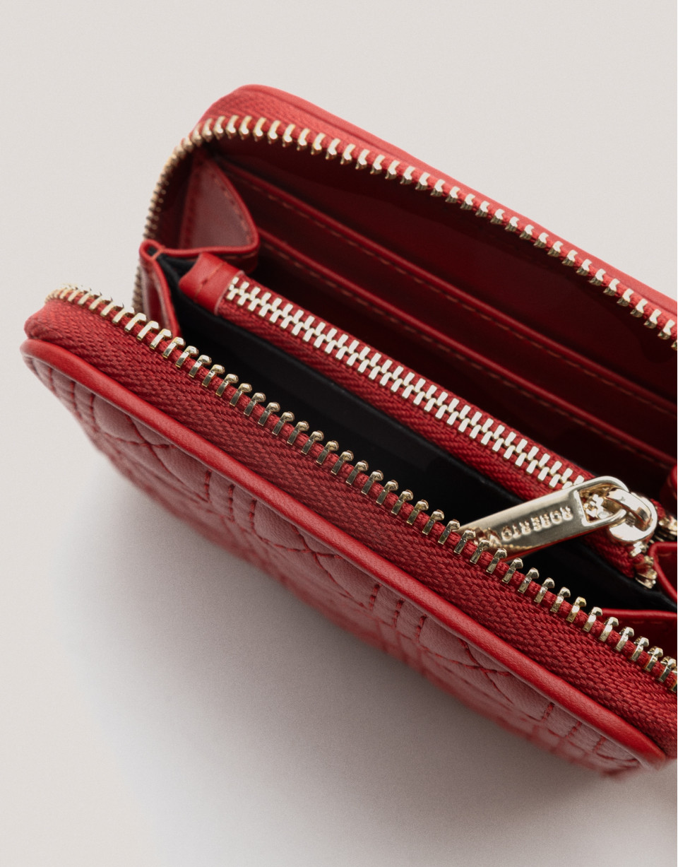 Cartera monedero Linda piel acolchada rojo | Roberto Verino