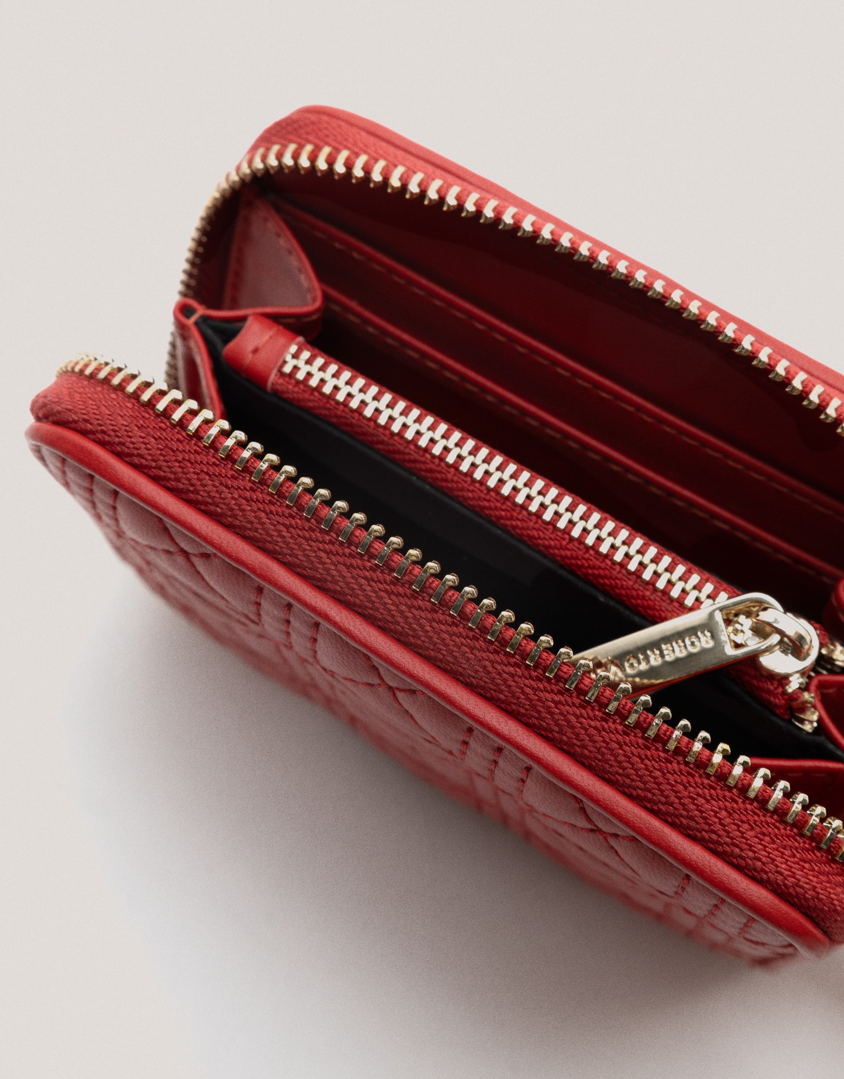 Cartera monedero Linda piel acolchada rojo | Roberto Verino